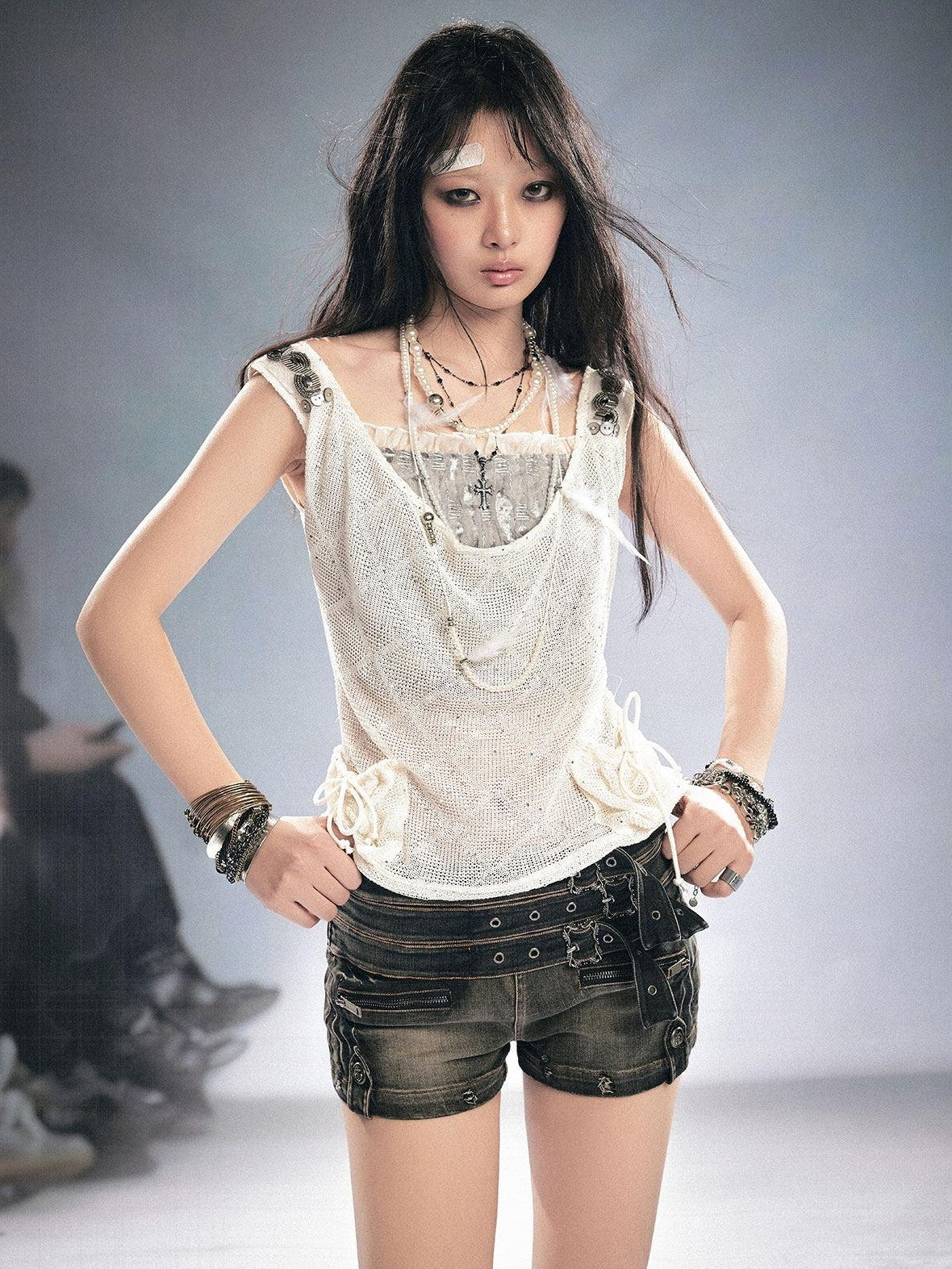 Cest Nous Diamond Cutout Textured Sequin Pocket Beaded Women&
