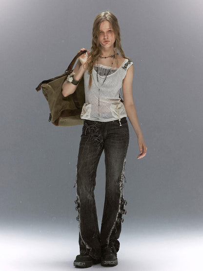 Cest Nous Diamond Cutout Textured Sequin Pocket Beaded Women&