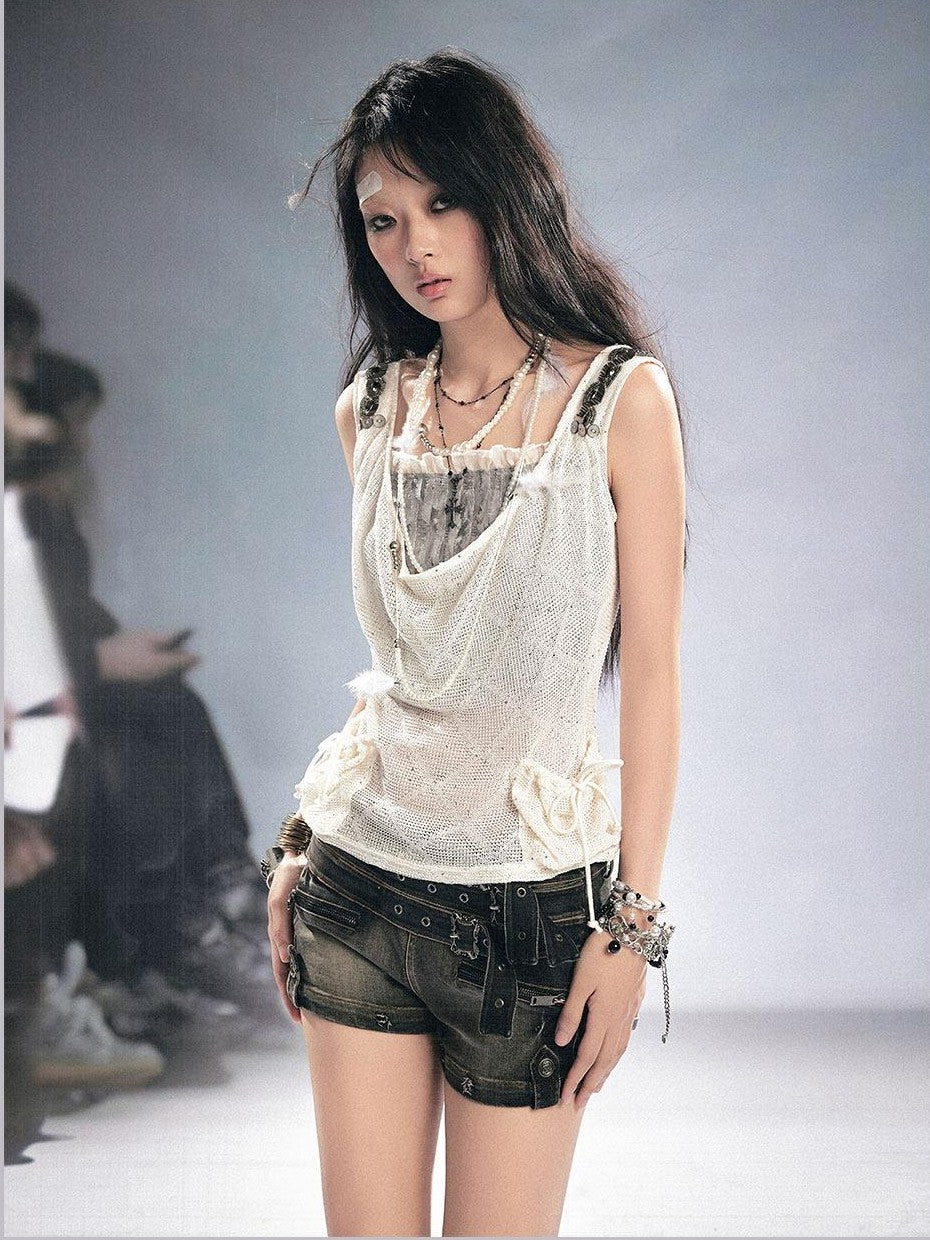 Cest Nous Diamond Cutout Textured Sequin Pocket Beaded Women&