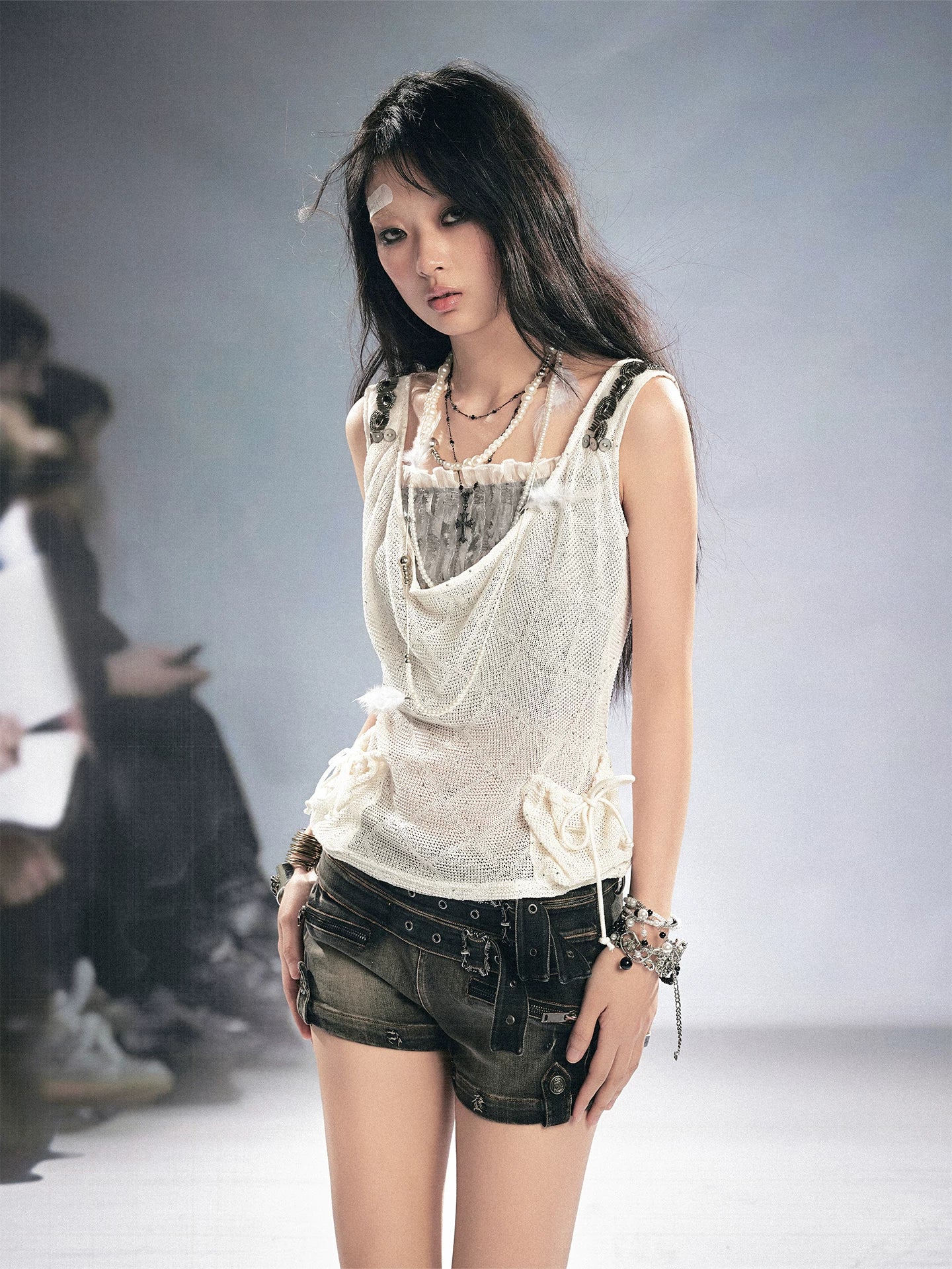 Cest Nous Diamond Cutout Textured Sequin Pocket Beaded Women&