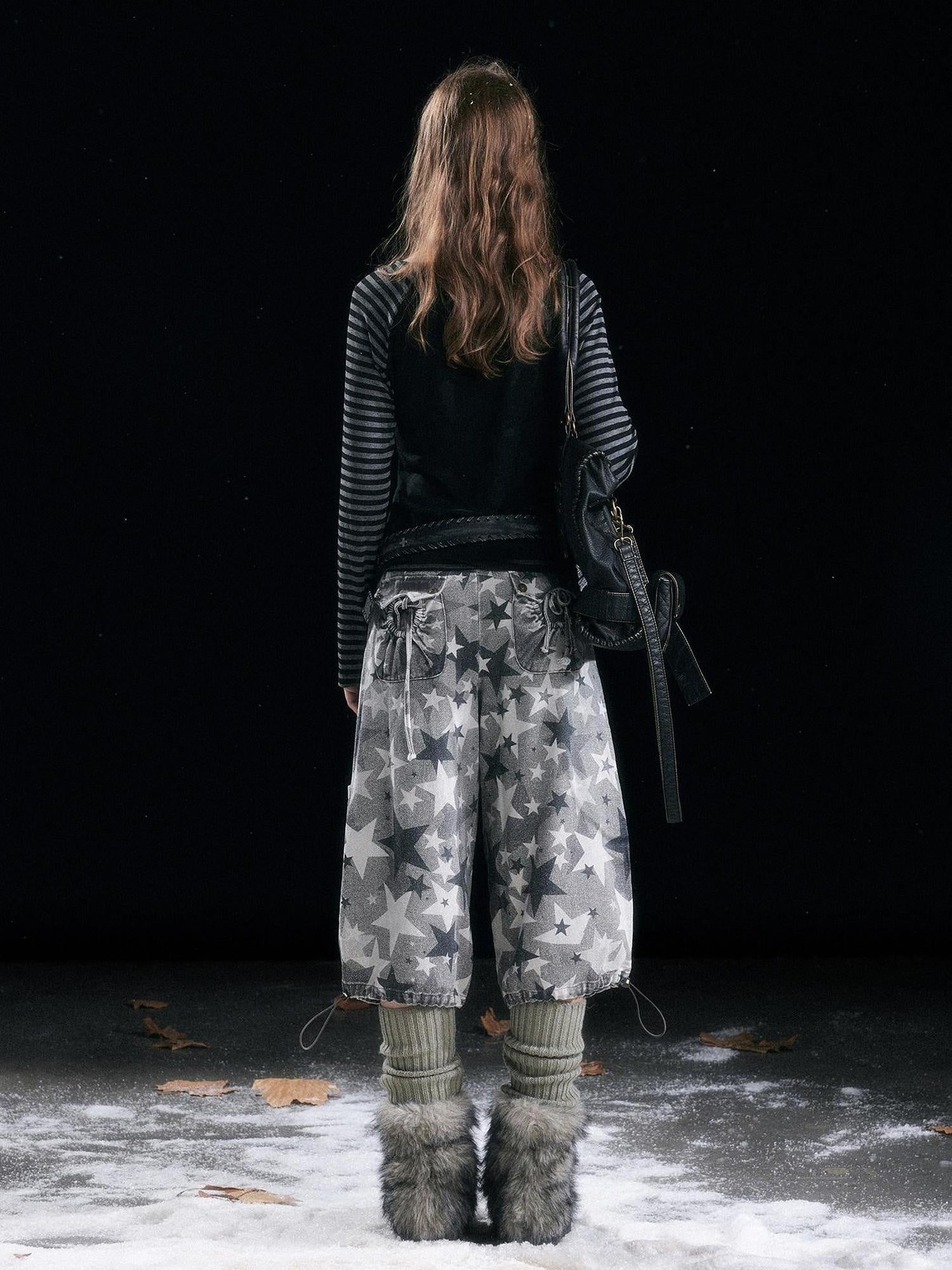 Cest Nous Distressed Camouflage Cargo Natural Waist Cuffed Straight Leg Women Pants