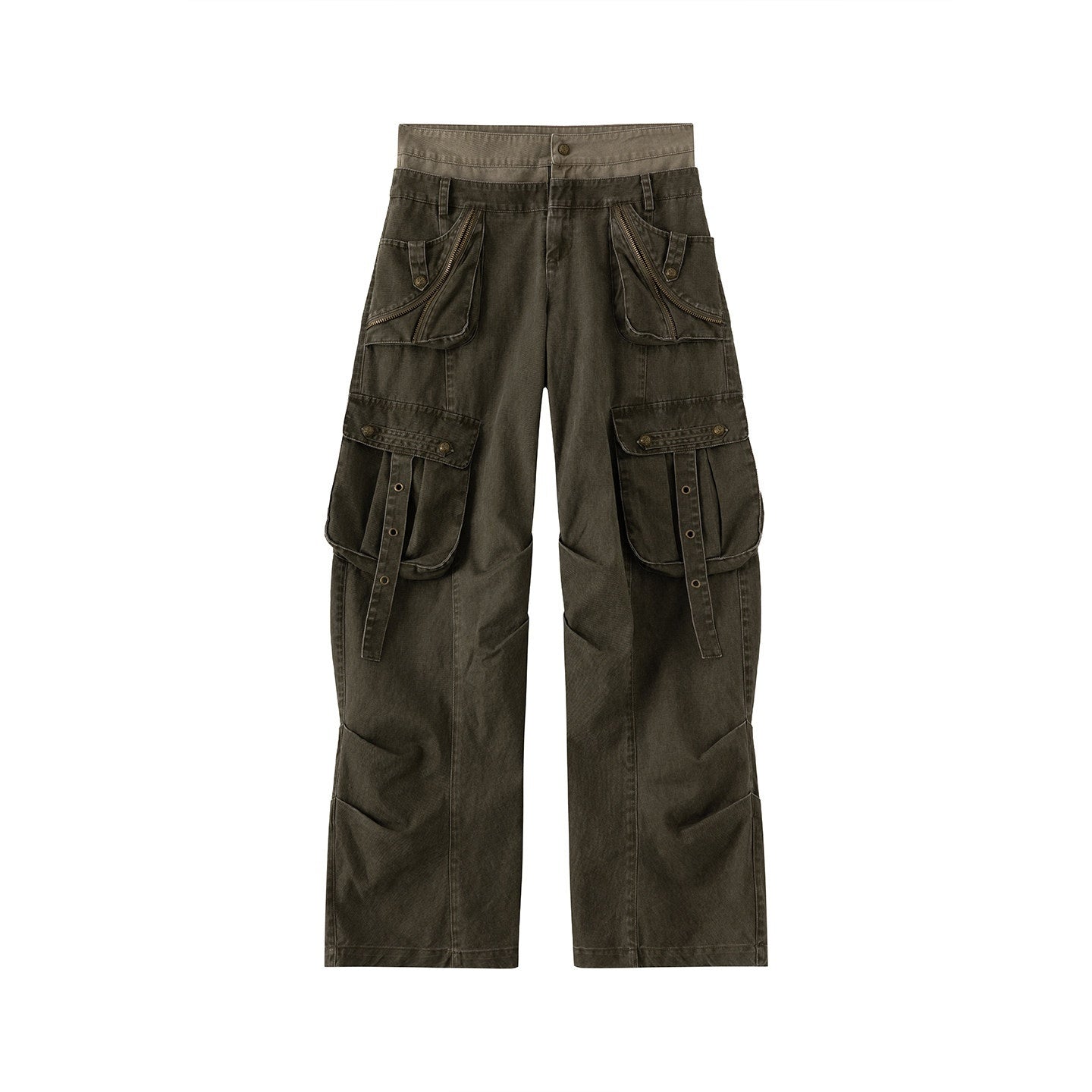 Cest_Nous_Distressed_Multi_Pocket_Dual_Waist_Contrast_Military_Women&