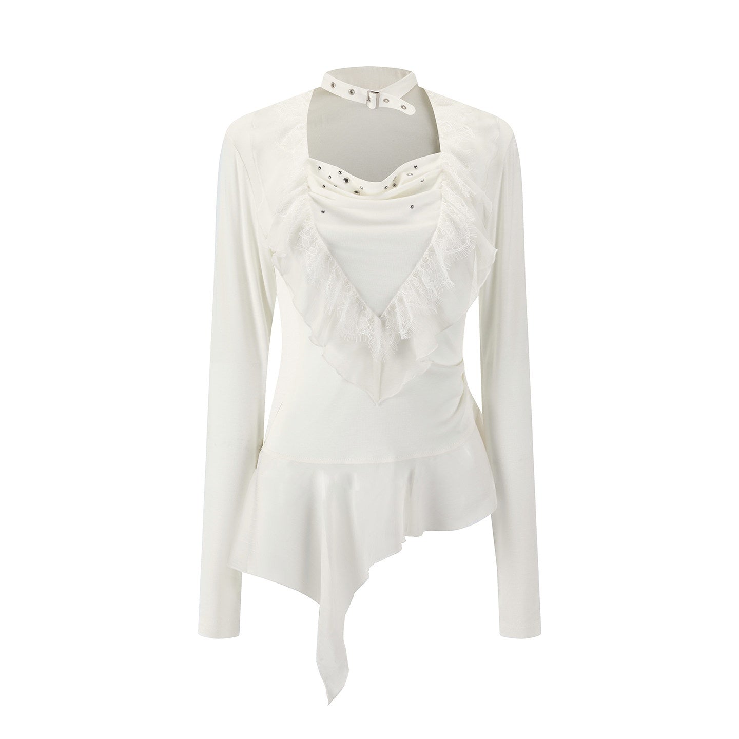 Cest_Nous_Edgy_Punk_Flared_Hem_Patchwork_Women_Commute_Long_Sleeve_Lyocell_Spandex_Blouse_MISSTT