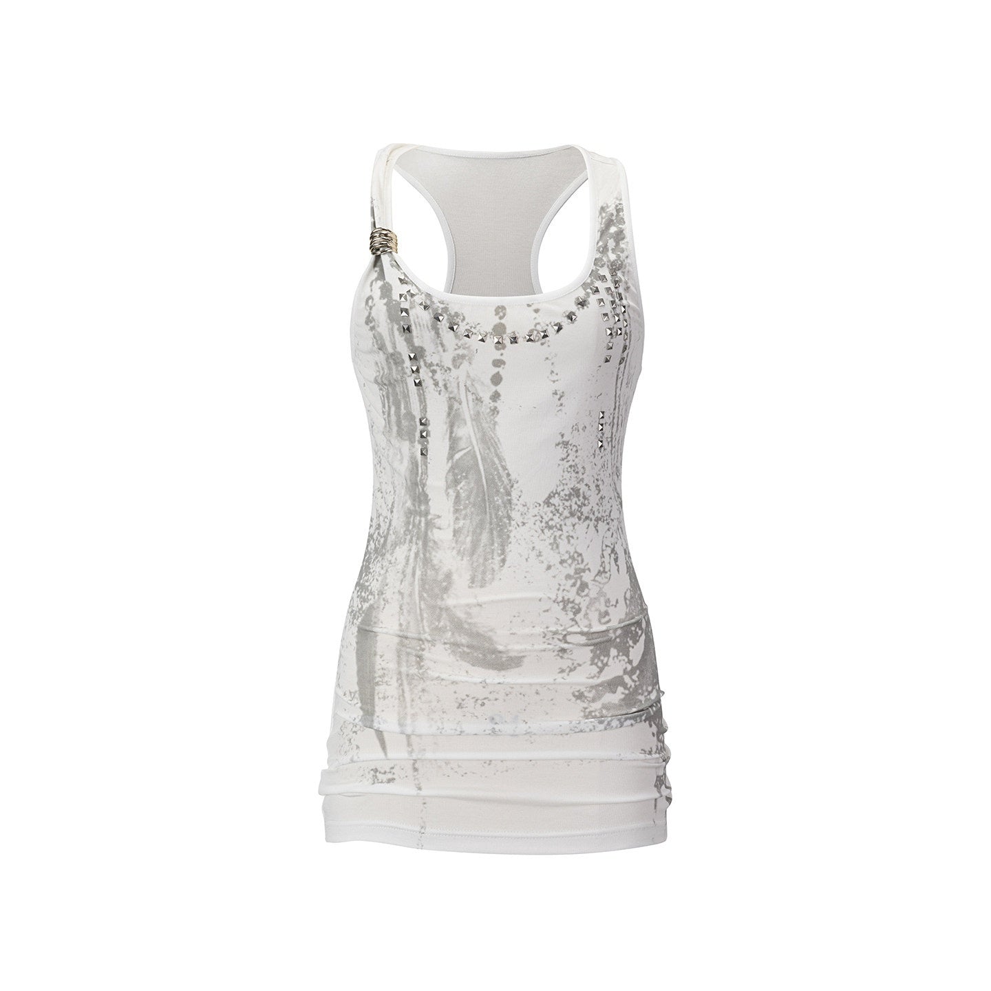 Cest_Nous_Feather_Chain_Metal_Buckle_Mottled_Print_Slim_Fit_Women&