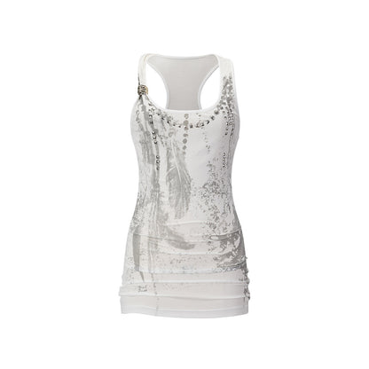 Cest_Nous_Feather_Chain_Metal_Buckle_Mottled_Print_Slim_Fit_Women&