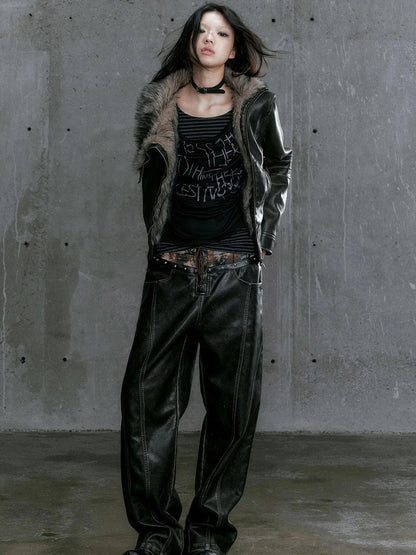 Graffiti Poetry Layered Collar Striped Knit Top