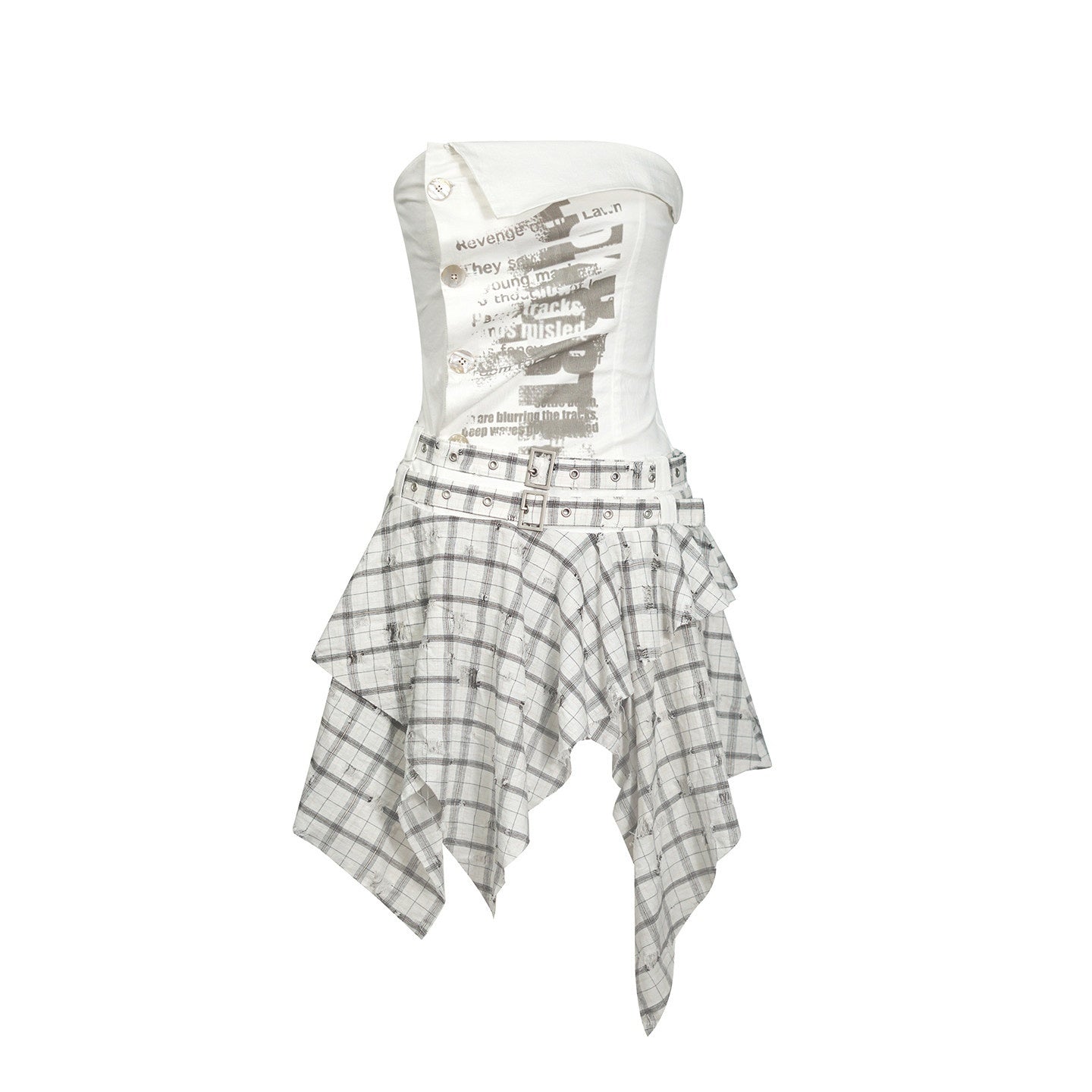 Cest_Nous_Graffiti_Print_Ruched_Irregular_Plaid_Women&
