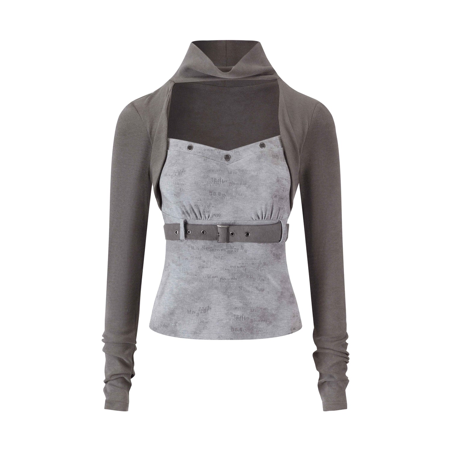 Cest_Nous_Grey_Spliced_Letter_Faux_Two_Piece_Women&
