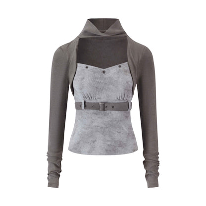 Cest_Nous_Grey_Spliced_Letter_Faux_Two_Piece_Women&