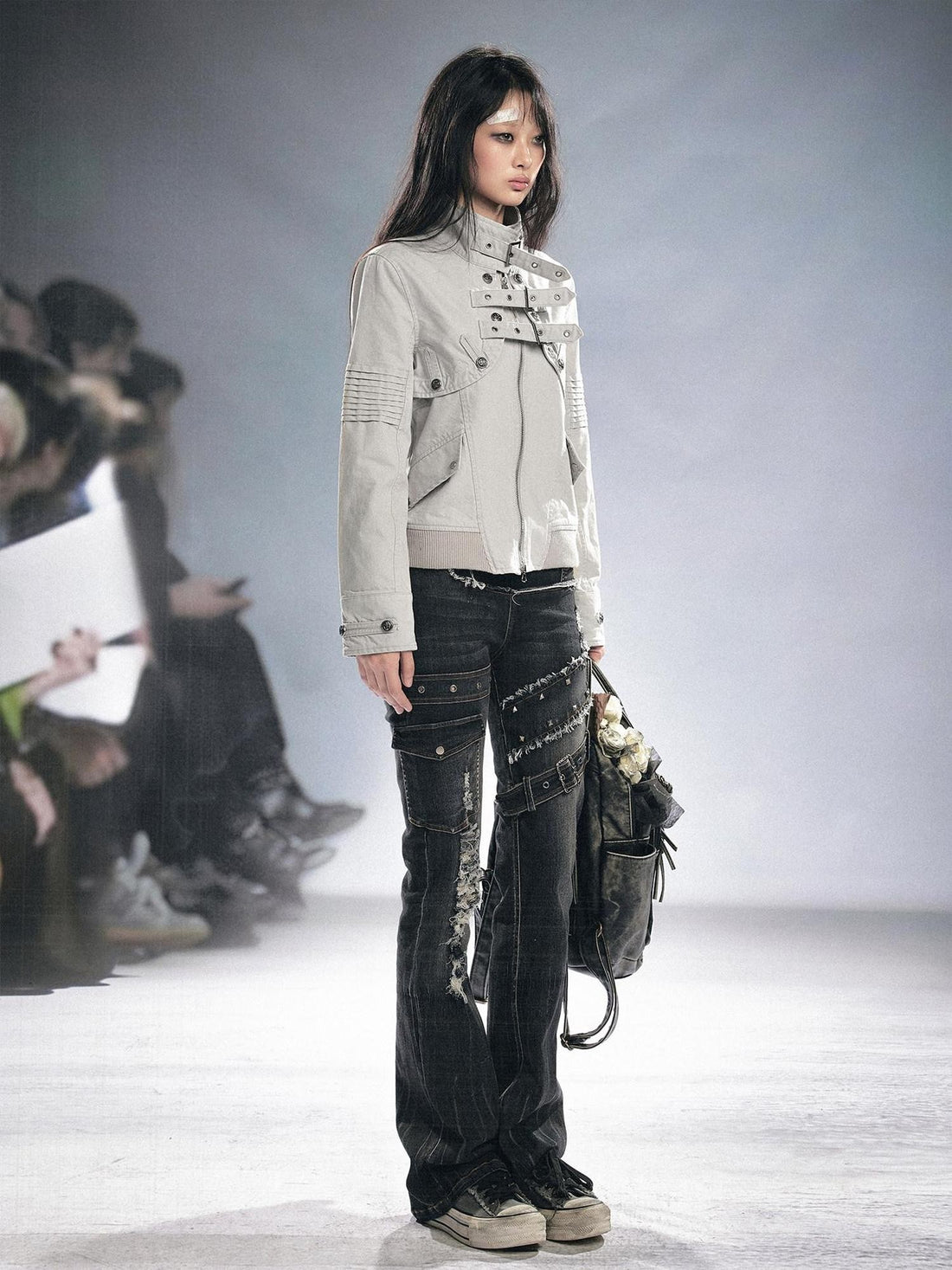 Cest Nous Grunge Distressed Patchwork Studded Women&
