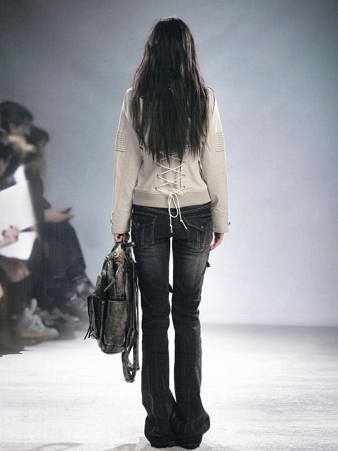 Cest Nous Grunge Distressed Patchwork Studded Women&