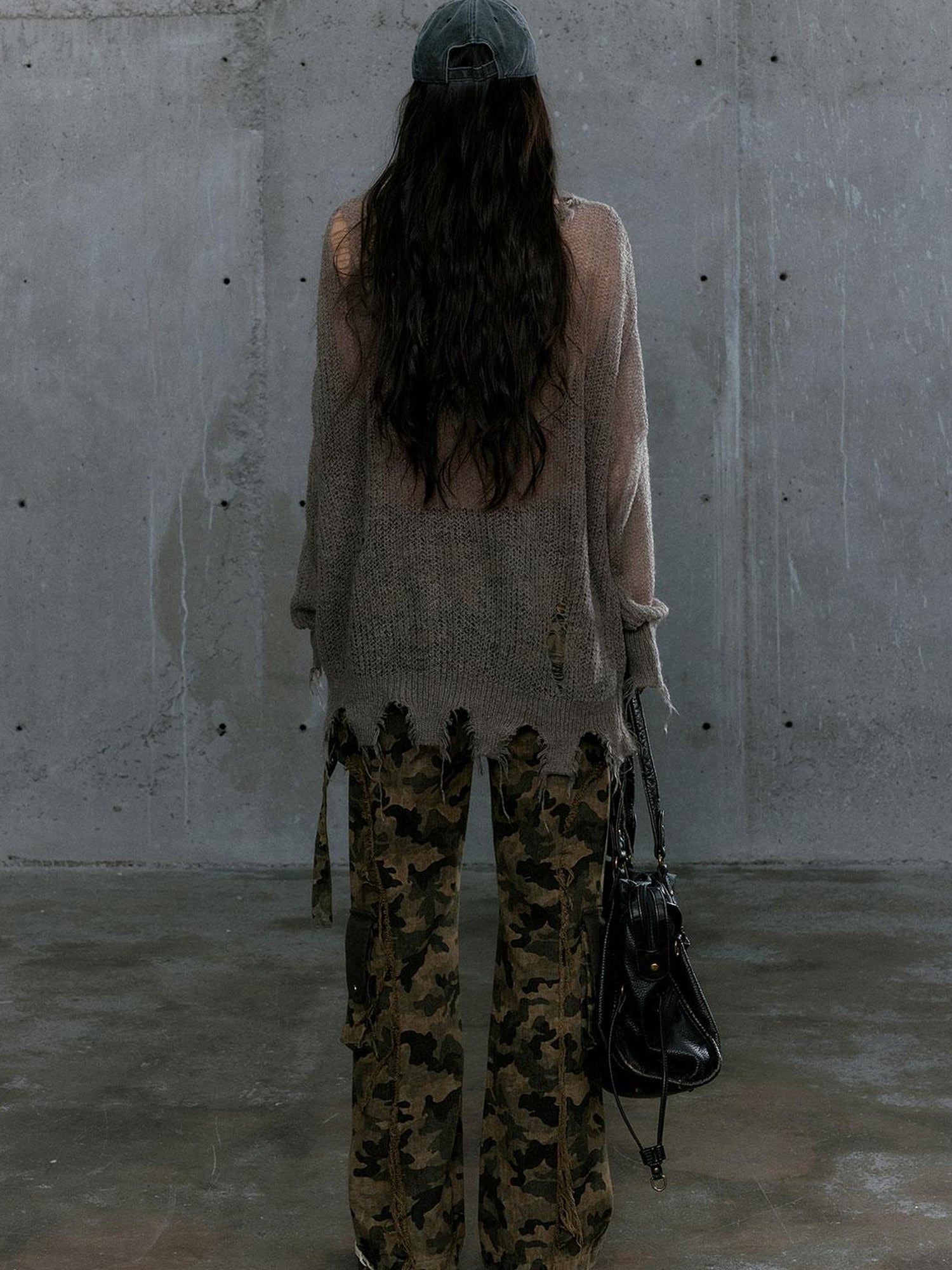 Cest Nous Oversized Cross Print Mohair Sweater