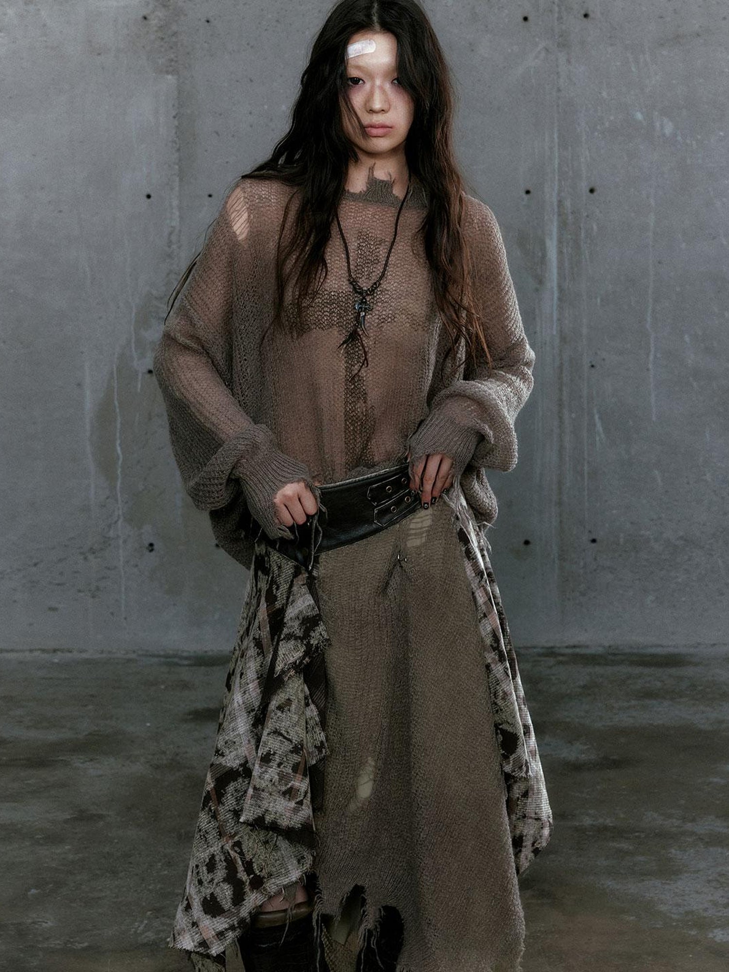 Cest Nous Oversized Cross Print Mohair Sweater