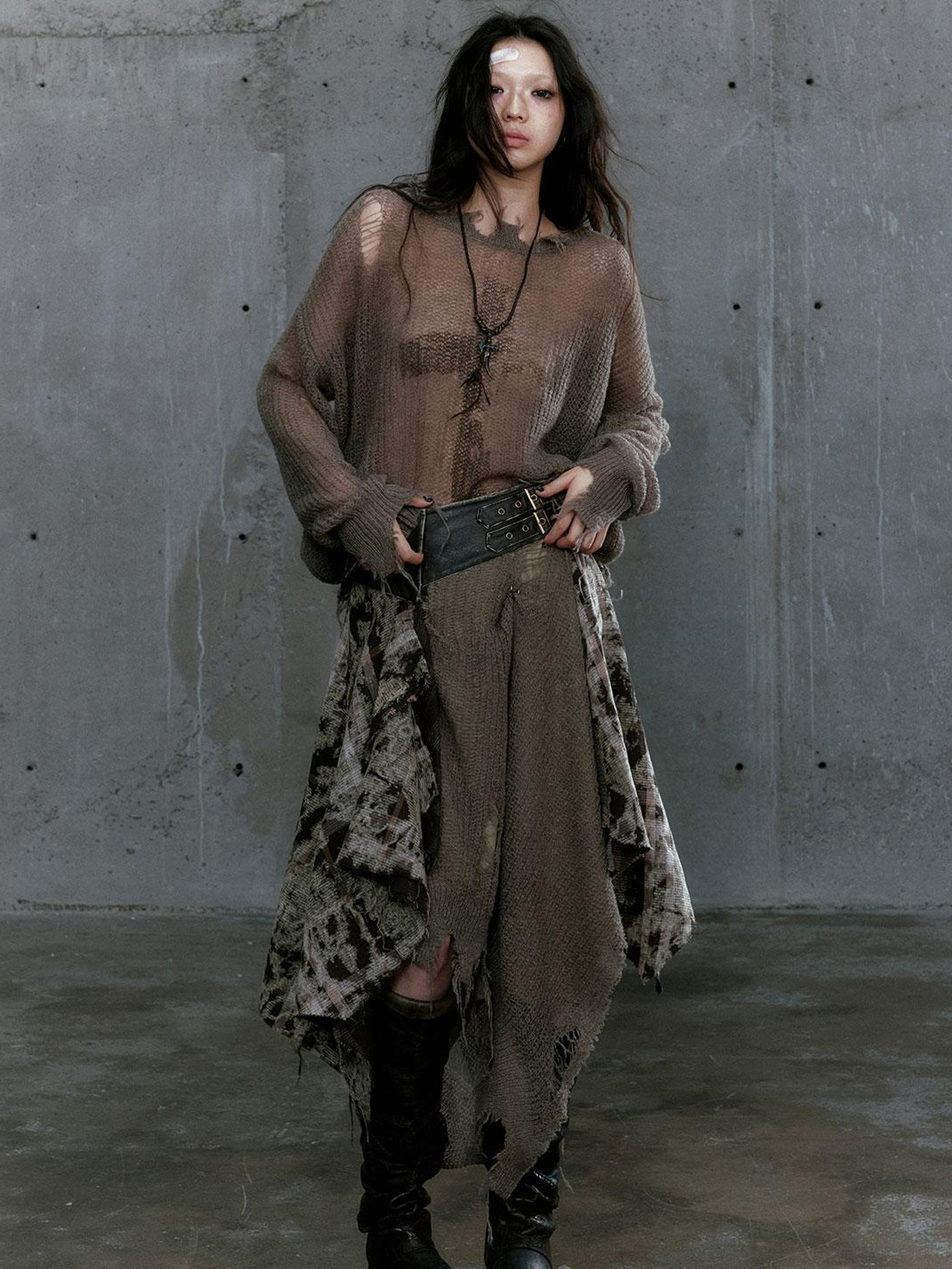 Cest Nous Oversized Cross Print Mohair Sweater