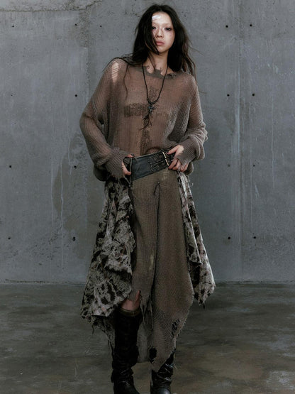 Cest Nous Oversized Cross Print Mohair Sweater