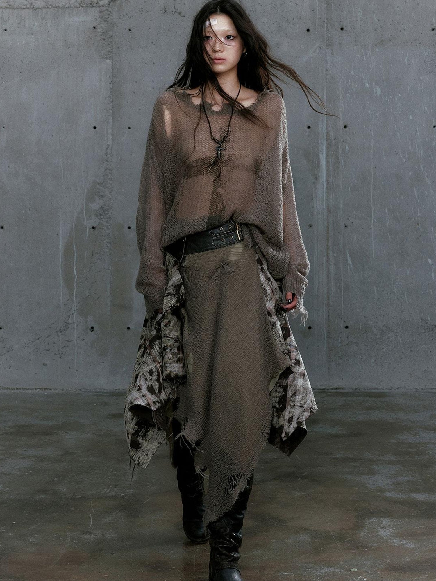Cest Nous Oversized Cross Print Mohair Sweater