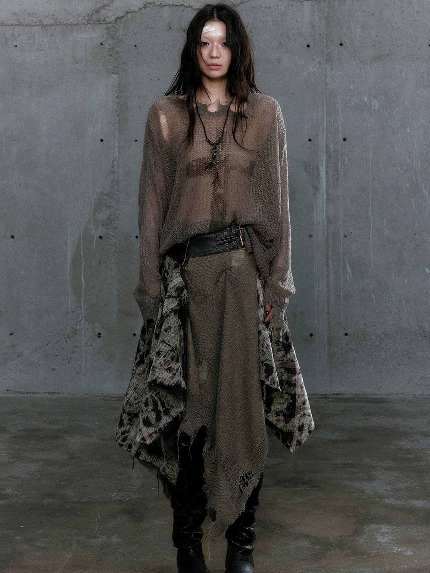 Cest Nous Oversized Cross Print Mohair Sweater