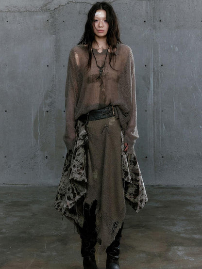 Cest Nous Oversized Cross Print Mohair Sweater