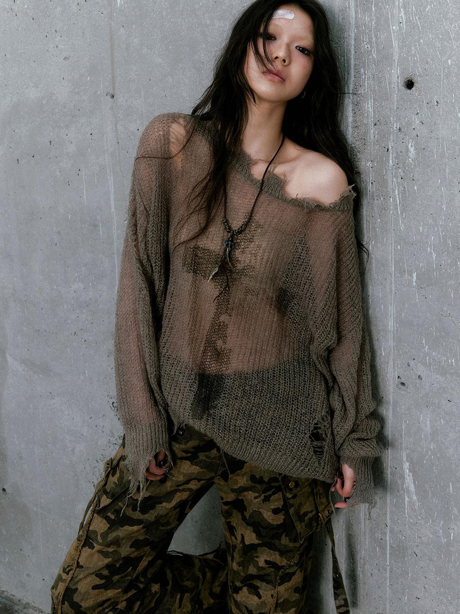 Cest Nous Oversized Cross Print Mohair Sweater