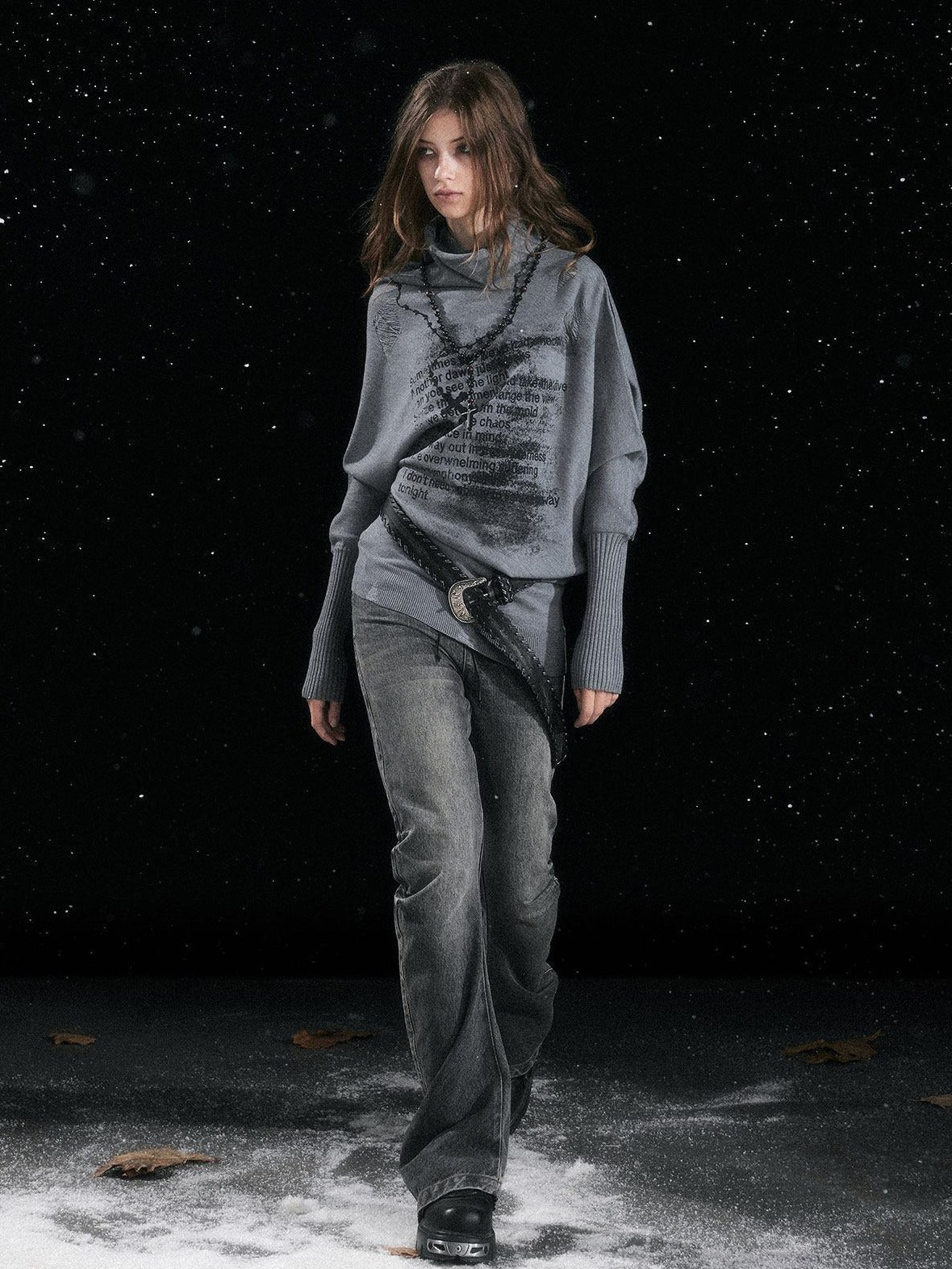 Cest Nous Patchwork Vintage Natural Waist Women Washed Black Cotton Jeans