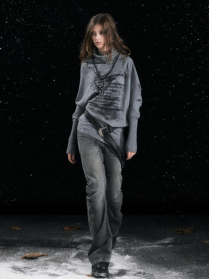 Cest Nous Patchwork Vintage Natural Waist Women Washed Black Cotton Jeans