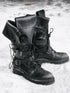 Cest Nous Pu Leather Buckle Mid Calf Casual Black Riding Youth Low Heel Boots