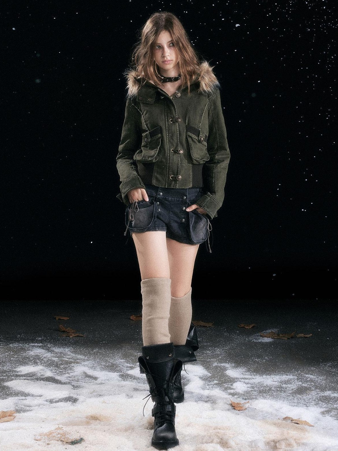 Cest Nous Pu Leather Buckle Mid Calf Casual Black Riding Youth Low Heel Boots