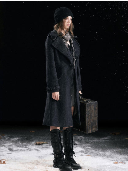 Cest Nous Pu Leather Buckle Mid Calf Casual Black Riding Youth Low Heel Boots