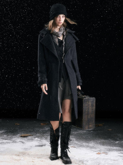 Cest Nous Pu Leather Buckle Mid Calf Casual Black Riding Youth Low Heel Boots