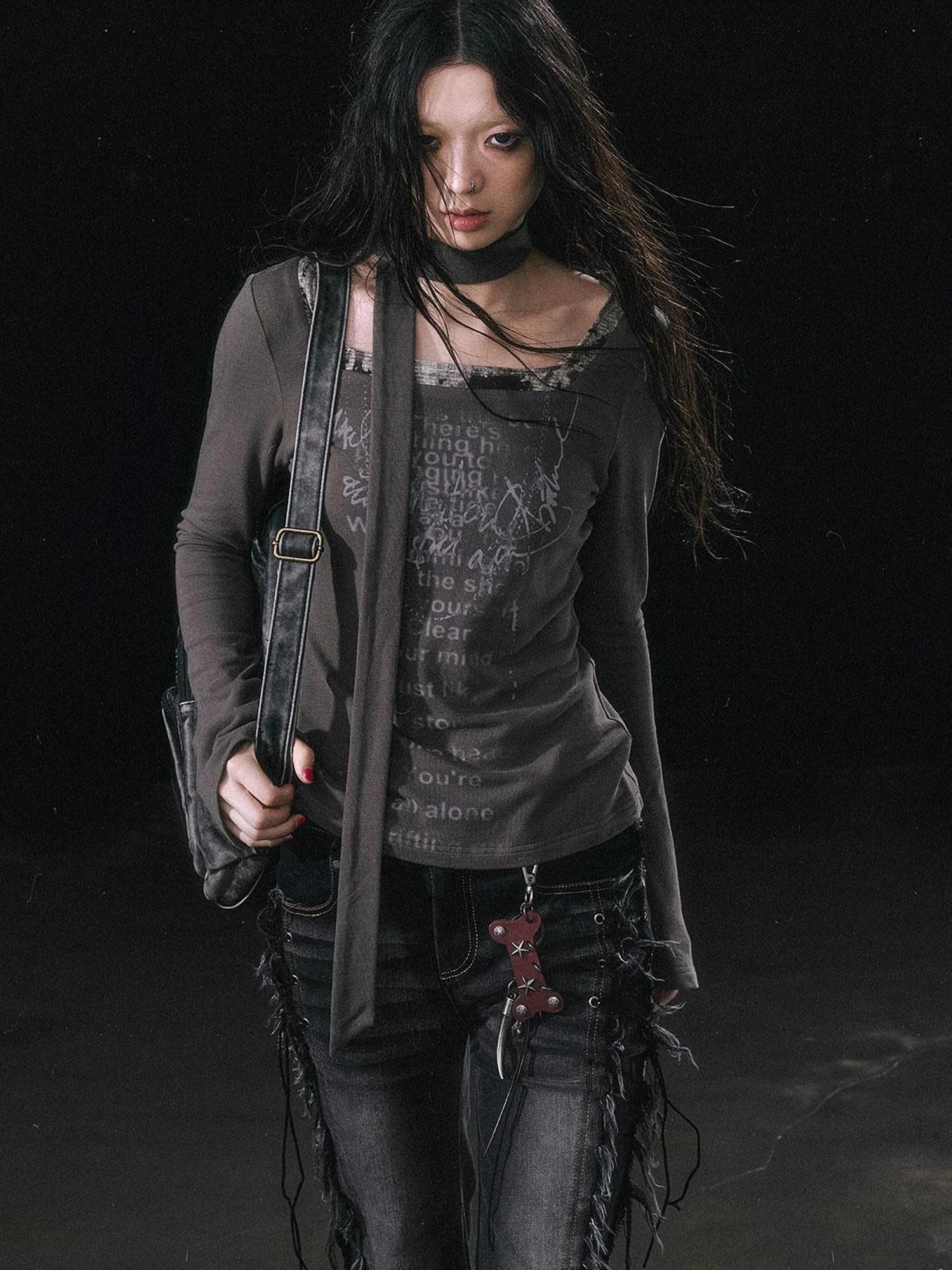 Punk Bone Leather Keychain