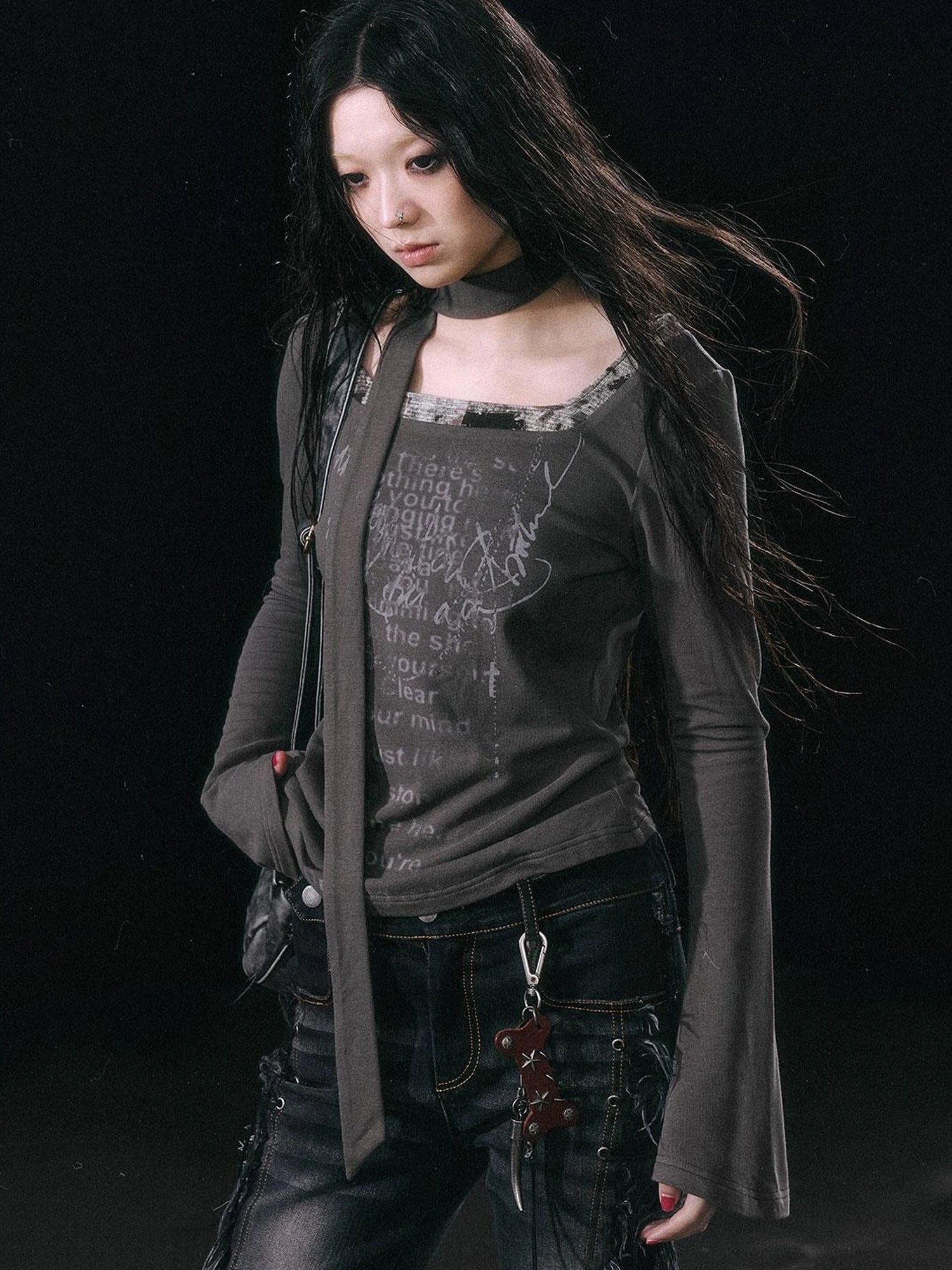 Punk Bone Leather Keychain