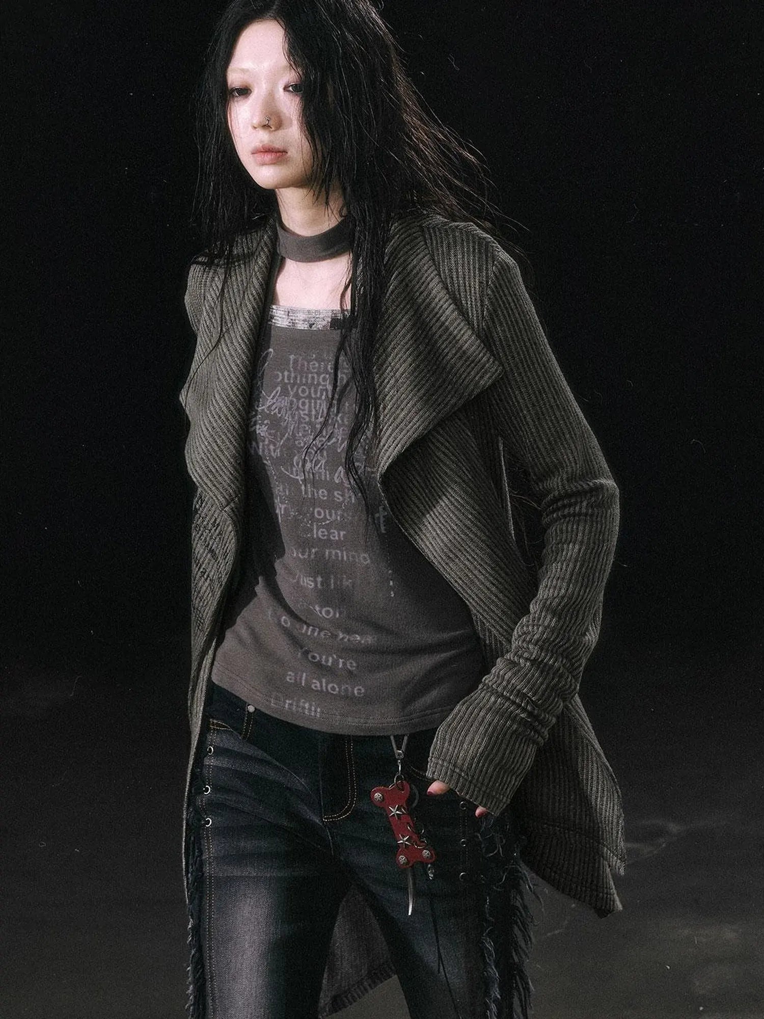 Punk Bone Leather Keychain