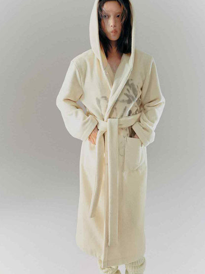 Cest Nous Punk Girl Doodle Print Fleece Hooded Bathrobe