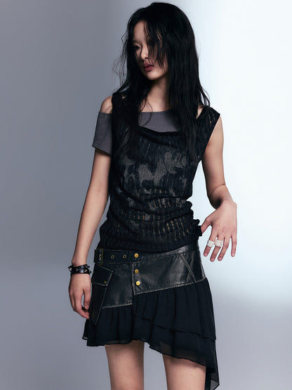Cest Nous Punk Graffiti Asymmetric Faux Women&