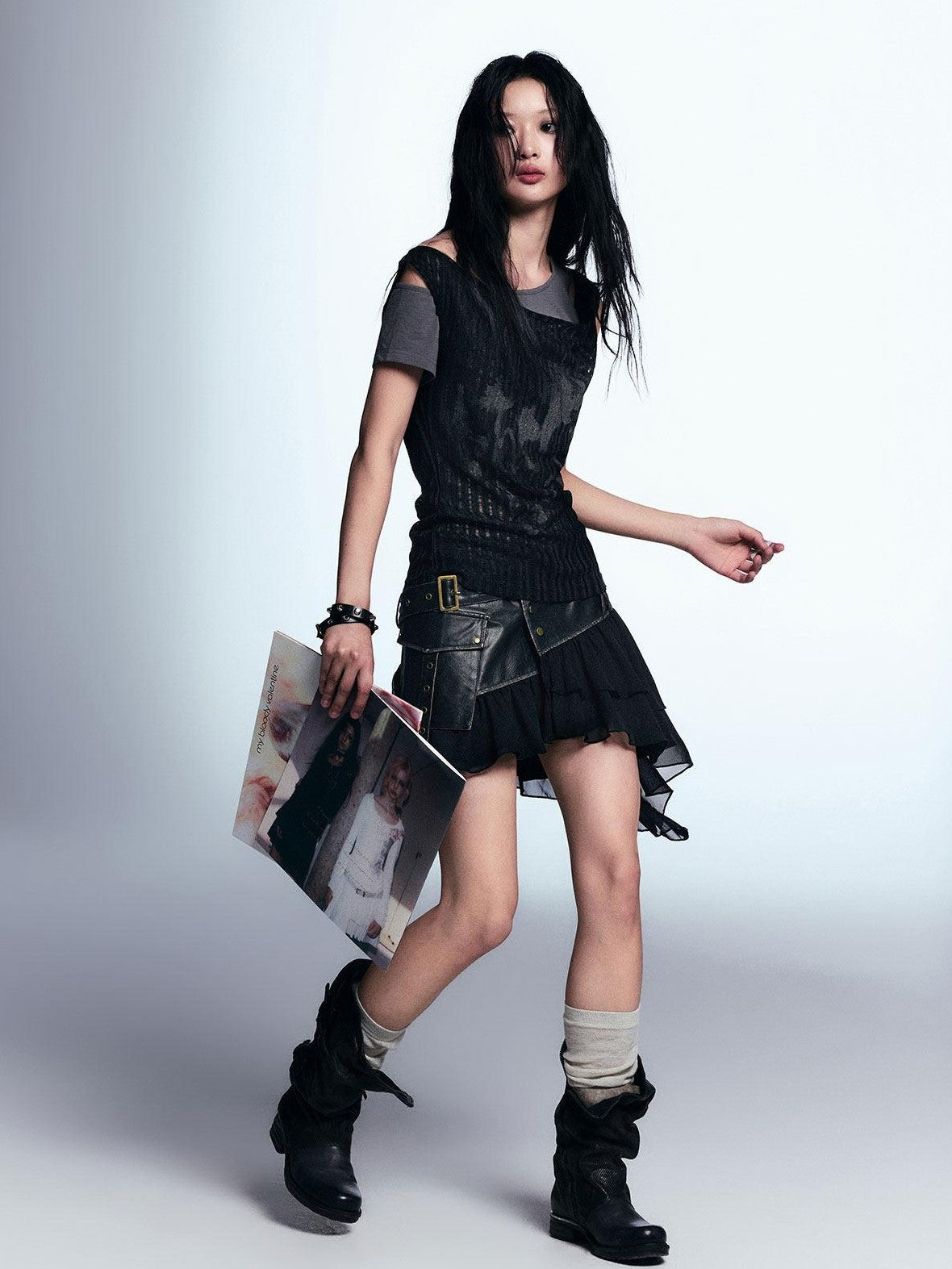 Cest Nous Punk Graffiti Asymmetric Faux Women&