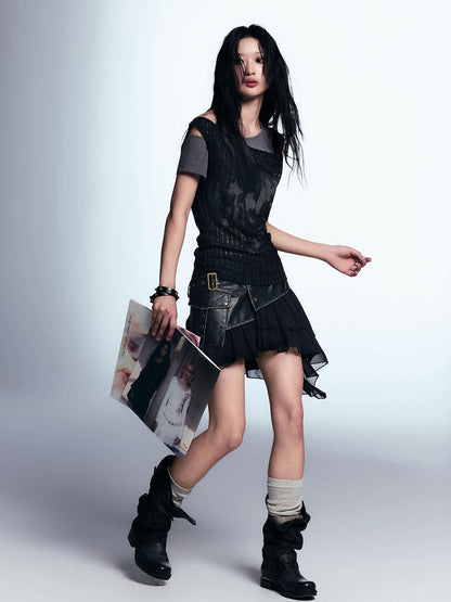 Cest Nous Punk Graffiti Asymmetric Faux Women&