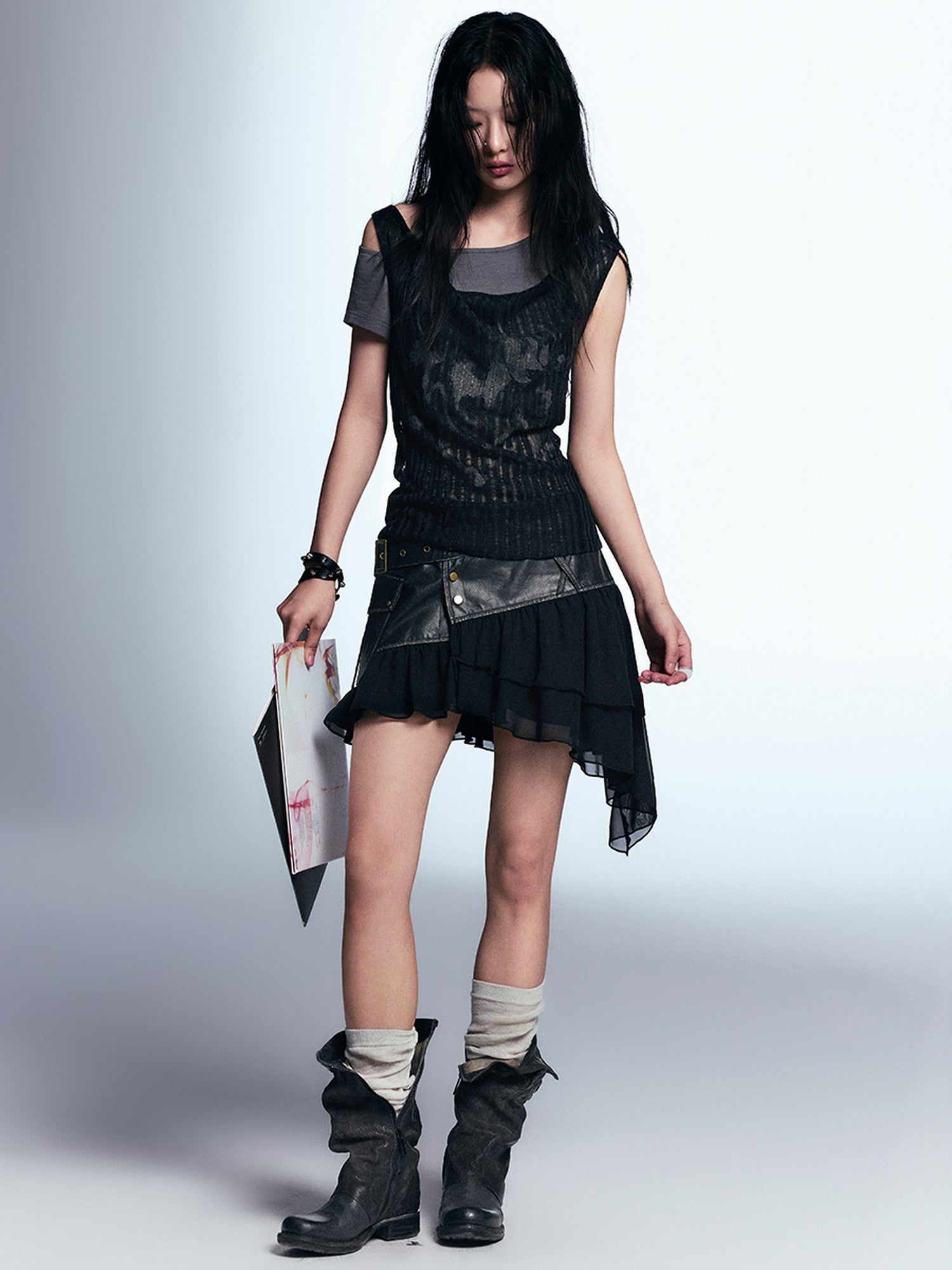 Cest Nous Punk Graffiti Asymmetric Faux Women&