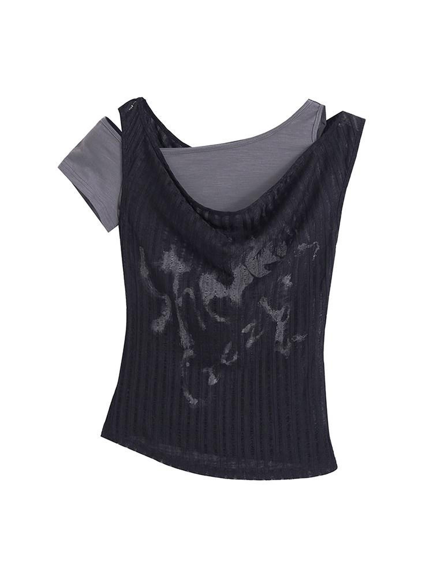 Cest Nous Punk Graffiti Asymmetric Faux Women&