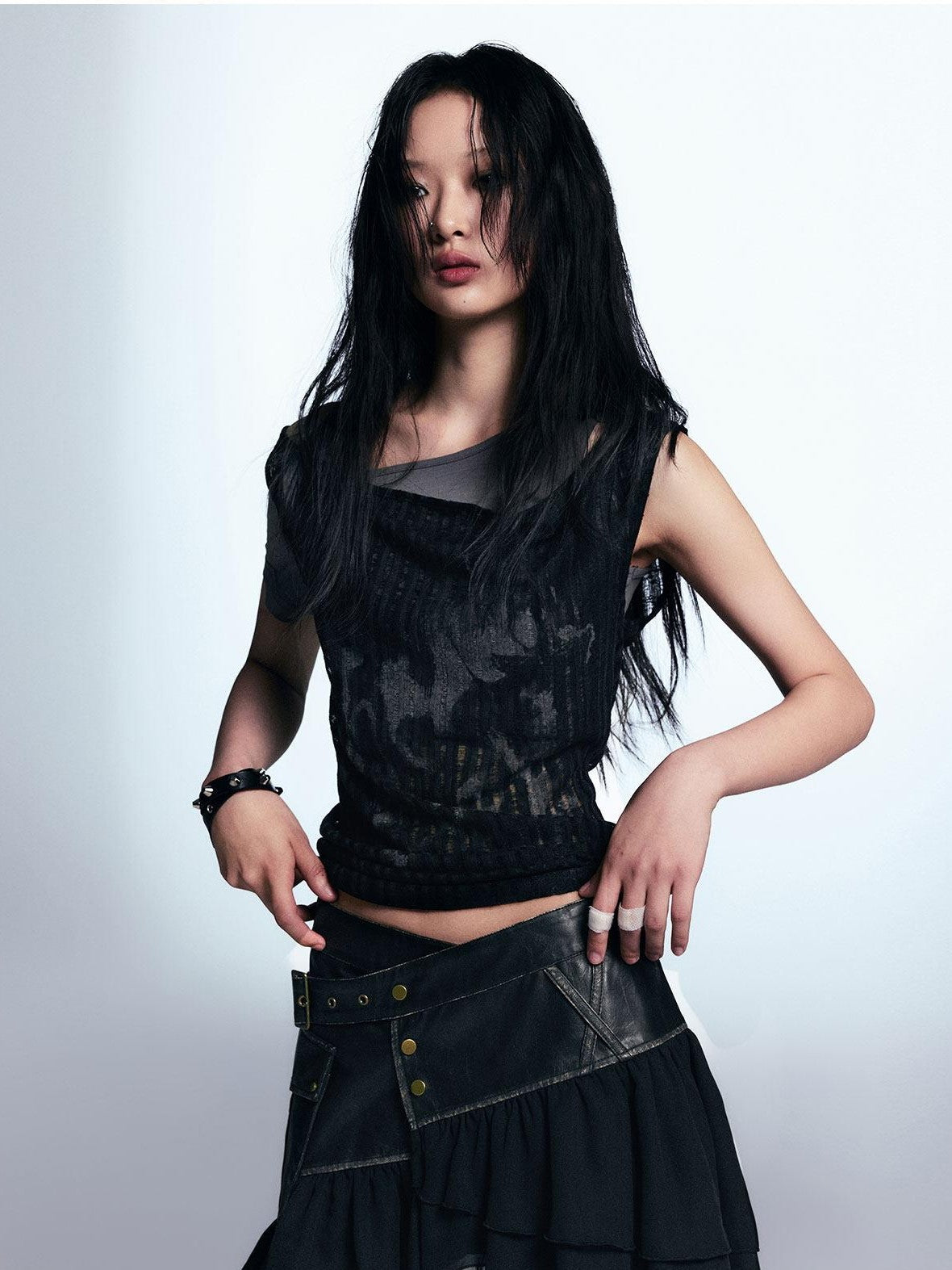 Cest Nous Punk Graffiti Asymmetric Faux Women&