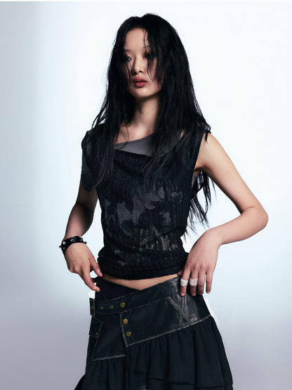 Cest Nous Punk Graffiti Asymmetric Faux Women&