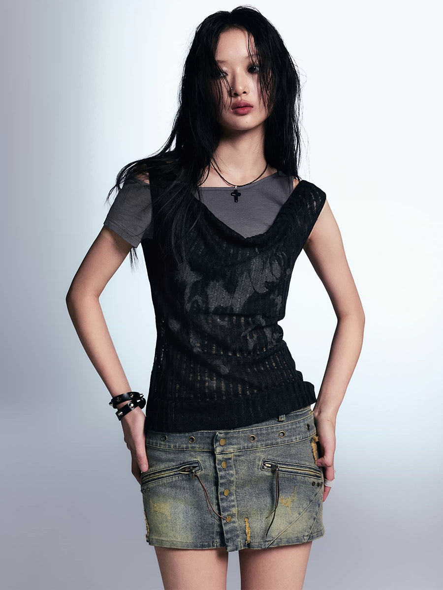 Cest Nous Punk Graffiti Asymmetric Faux Women&