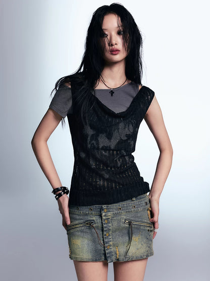 Cest Nous Punk Graffiti Asymmetric Faux Women&