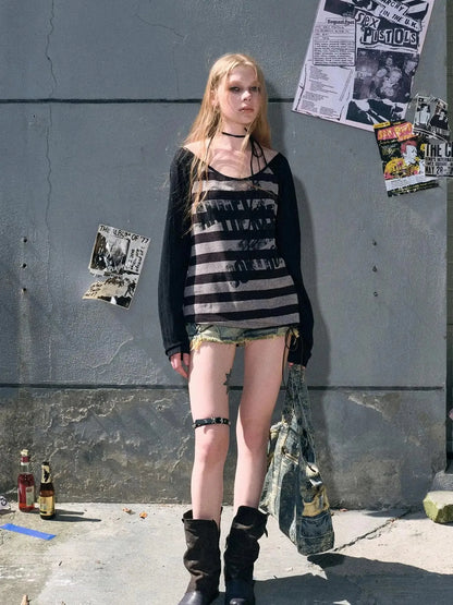 Punk Graffiti Sheer Mesh Sun Protection Top