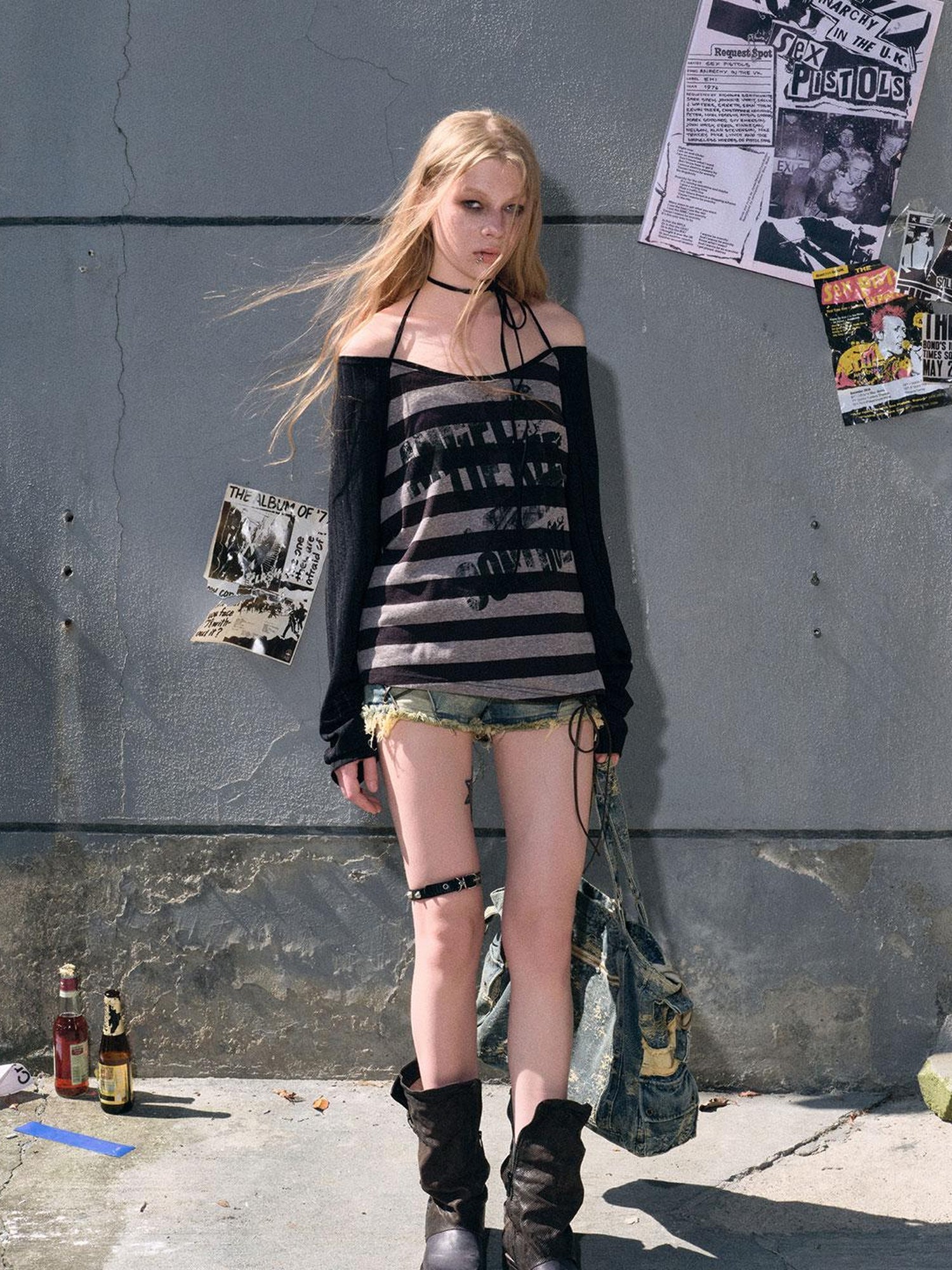 Cest Nous Punk Graffiti Sheer Mesh Sun Protection Top