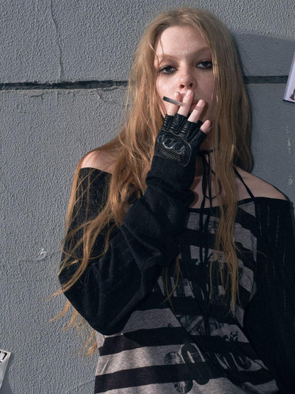 Cest Nous Punk Graffiti Sheer Mesh Sun Protection Top