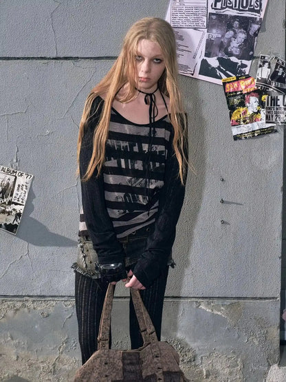 Punk Graffiti Sheer Mesh Sun Protection Top