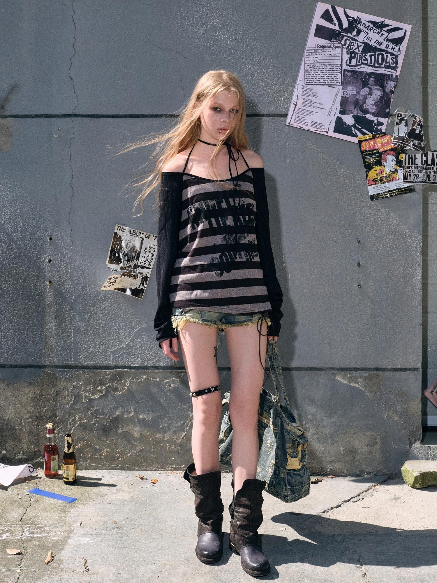 Cest Nous Punk Graffiti Sheer Mesh Sun Protection Top