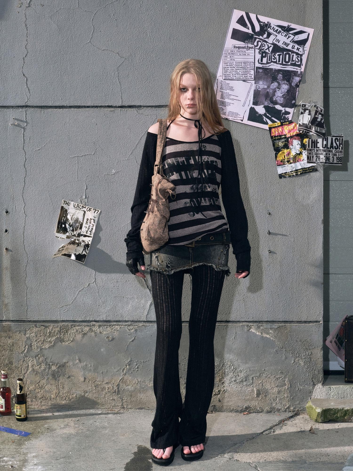 Cest Nous Punk Graffiti Sheer Mesh Sun Protection Top