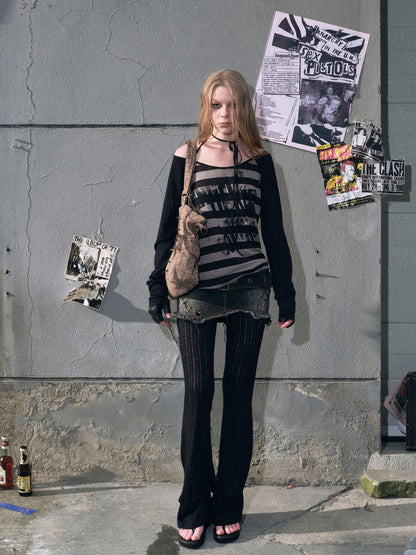 Cest Nous Punk Graffiti Sheer Mesh Sun Protection Top