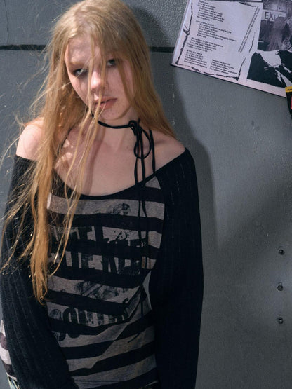 Cest Nous Punk Graffiti Sheer Mesh Sun Protection Top